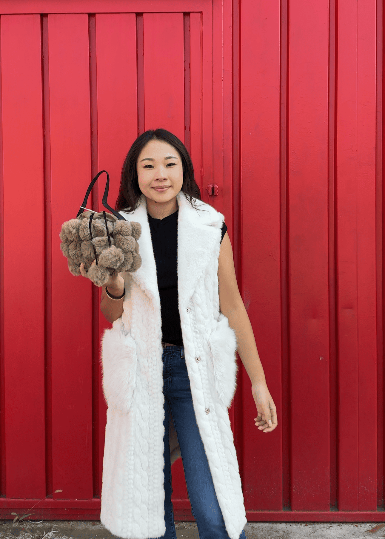 Gilet lungo intrecciato con cintura